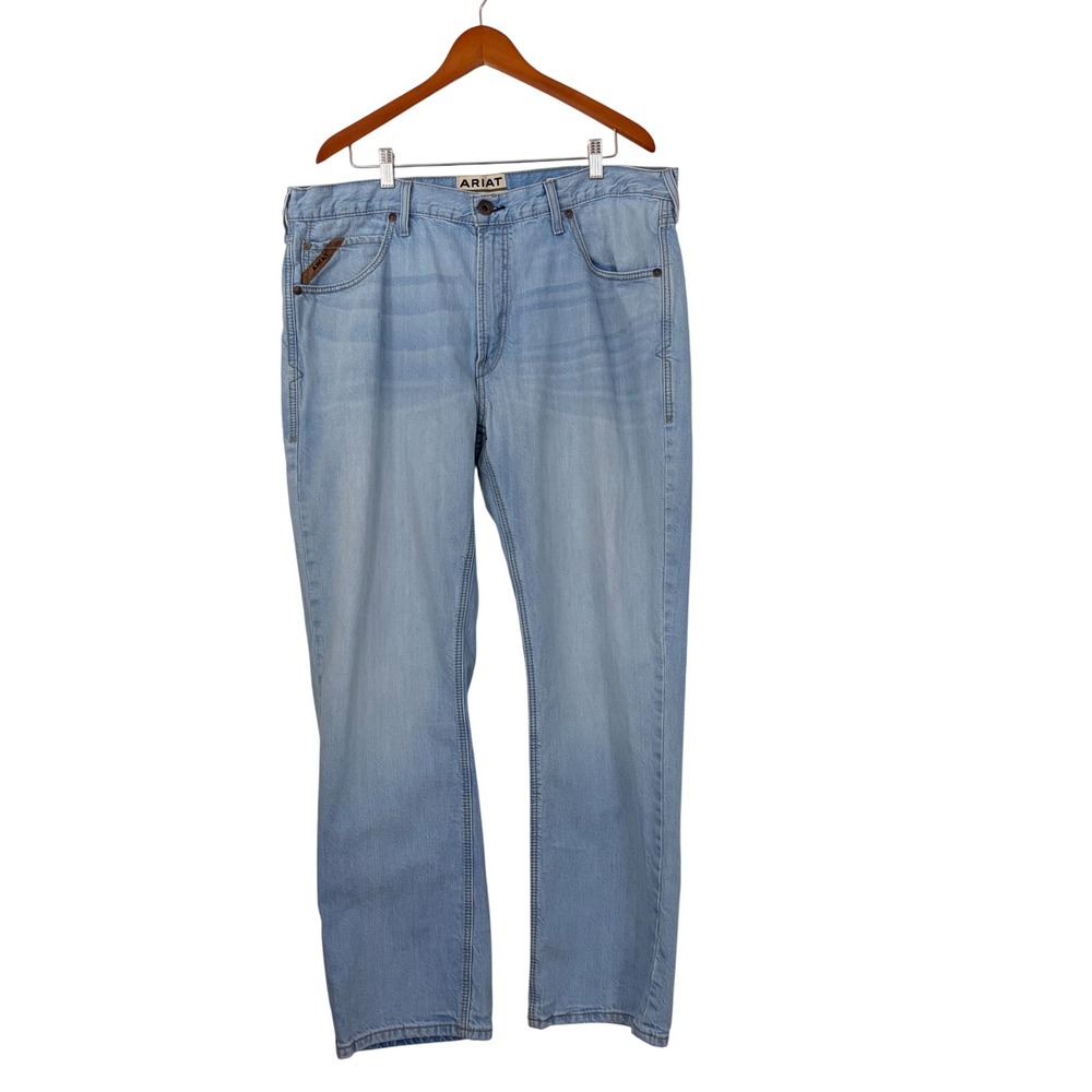 Ariat M5 Mens 40x32 Straight Leg Light Wash Blue‎ Denim Jeans Western Workwear